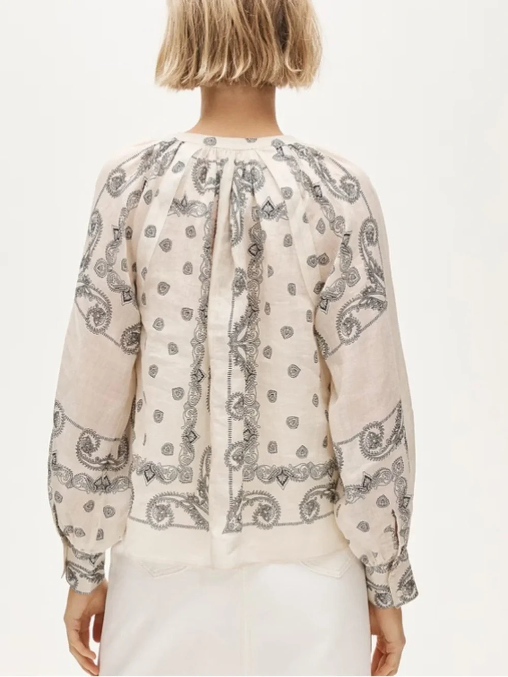 J crew Popover top in bandana-print ramie